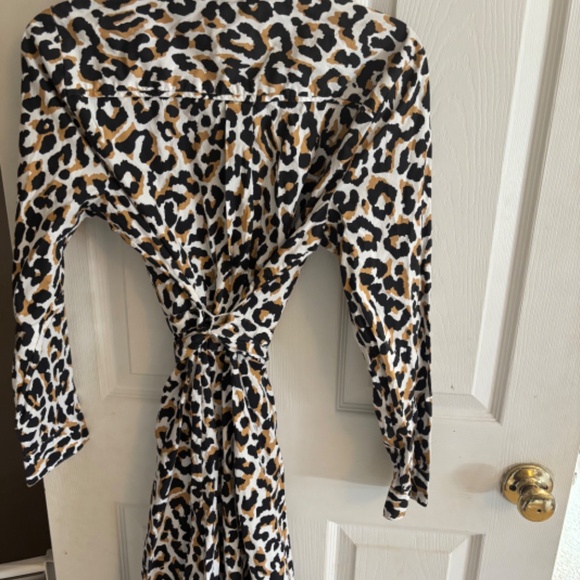 J.Crew Animal Print L/S Collared Belted Dress Size 8 - Picture 4 of 10